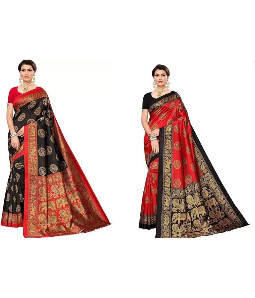     			RUNAYA NX Art Silk Printed Saree With Blouse Piece ( Multicolor , Pack of 2 )