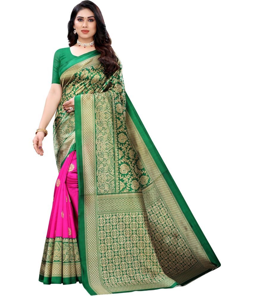     			RUNAYA NX Cotton Blend Printed Saree With Blouse Piece ( Green , Pack of 1 )