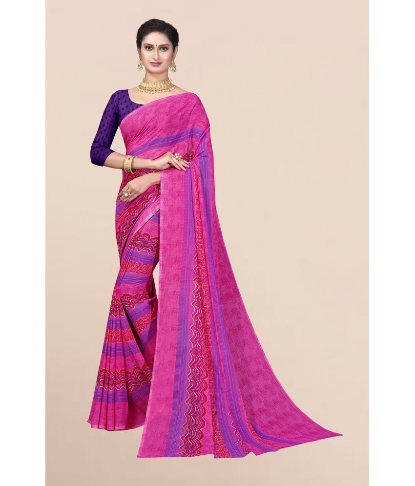     			RUNAYA NX Georgette Printed Saree With Blouse Piece ( Pink , Pack of 1 )