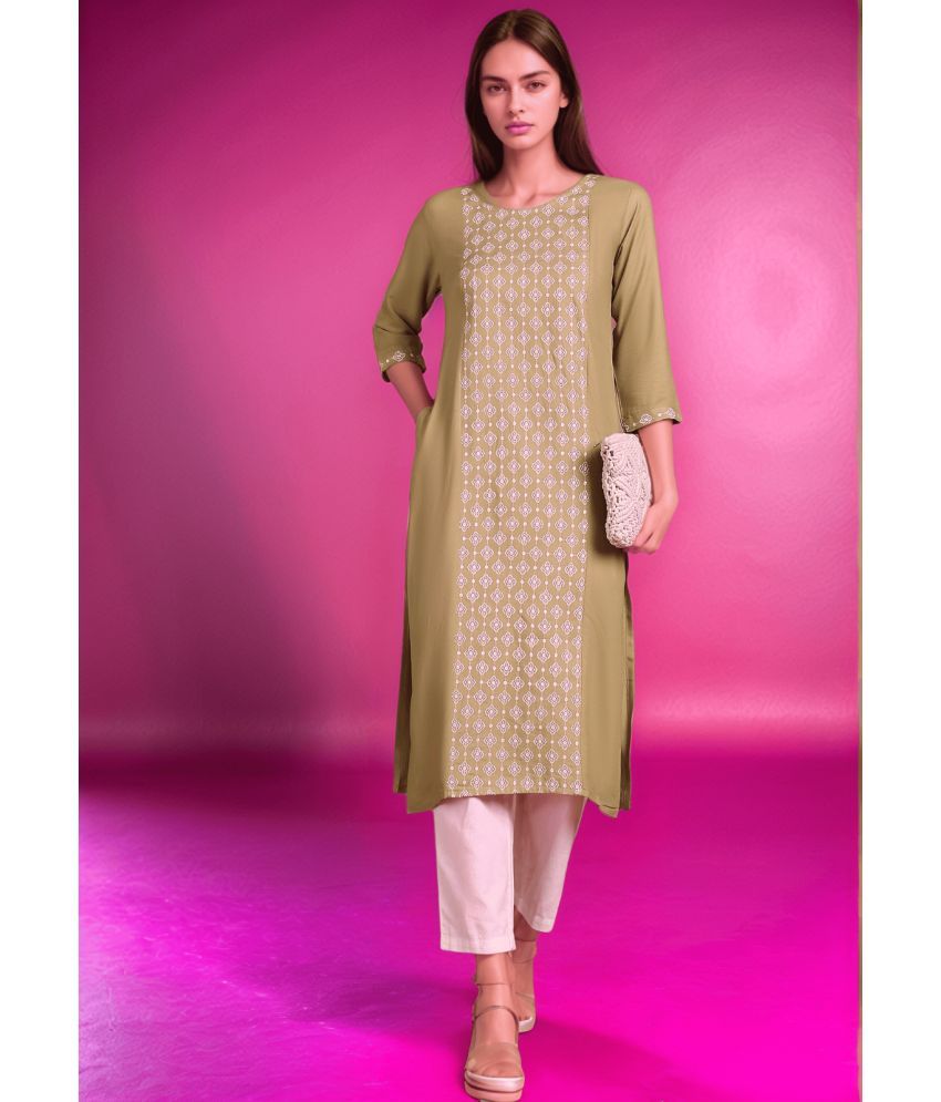     			Star Fashion Pack of 1 Cotton Embroidered A-line Women's Kurti - ( Multicolor )