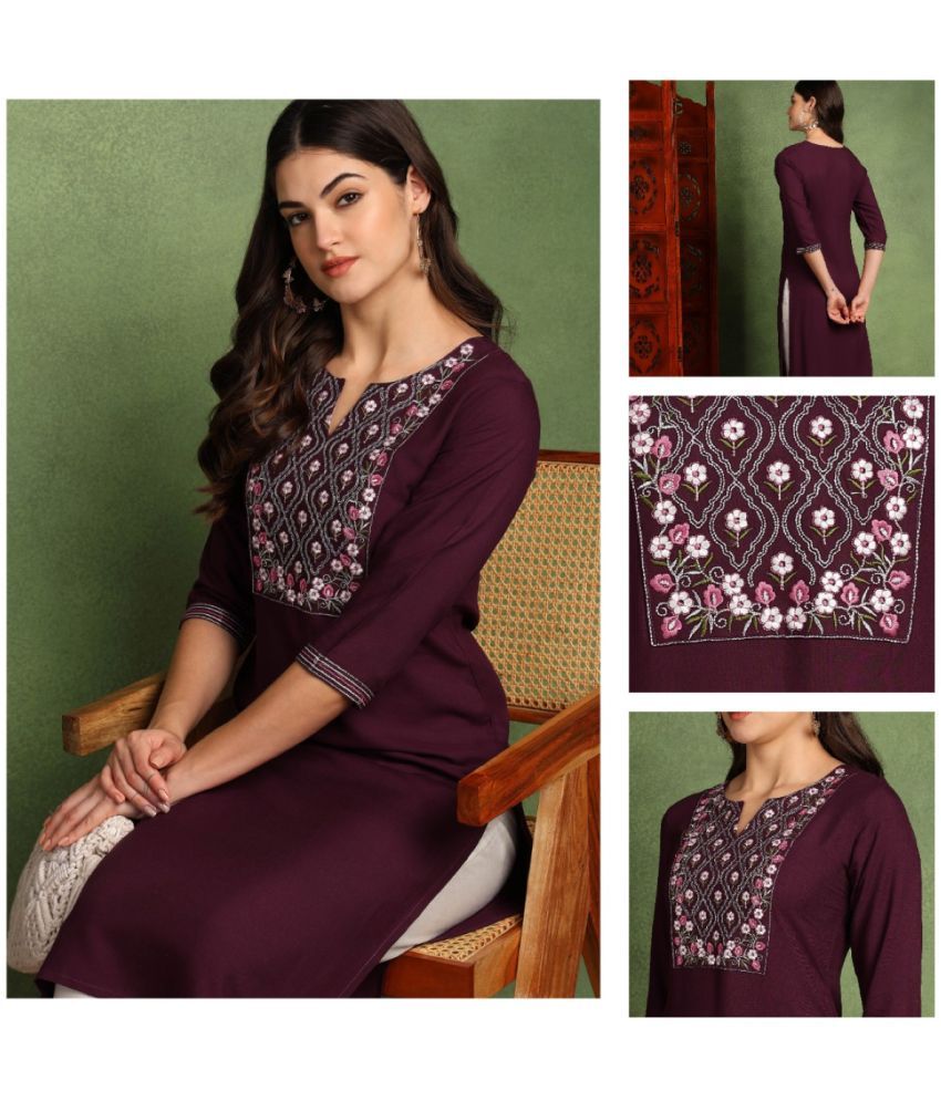     			Star Fashion Pack of 1 Cotton Embroidered A-line Women's Kurti - ( Multicolor )