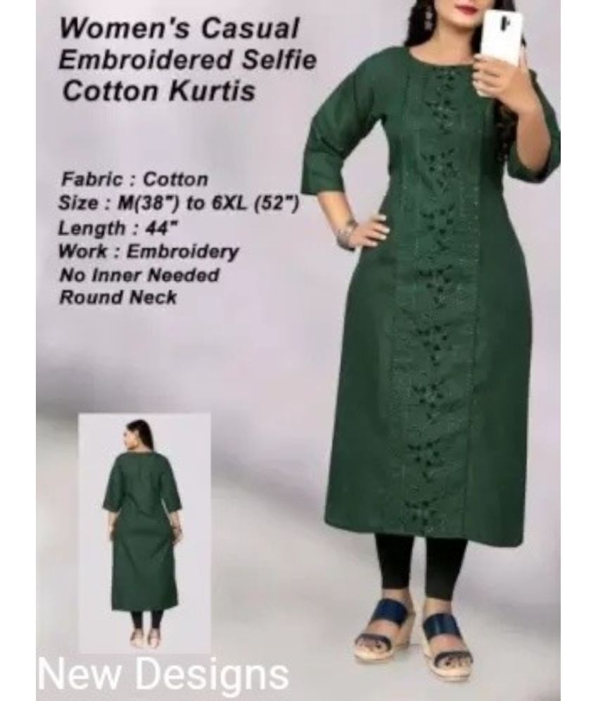     			Star Fashion Pack of 1 Cotton Embroidered A-line Women's Kurti - ( Multicolor )