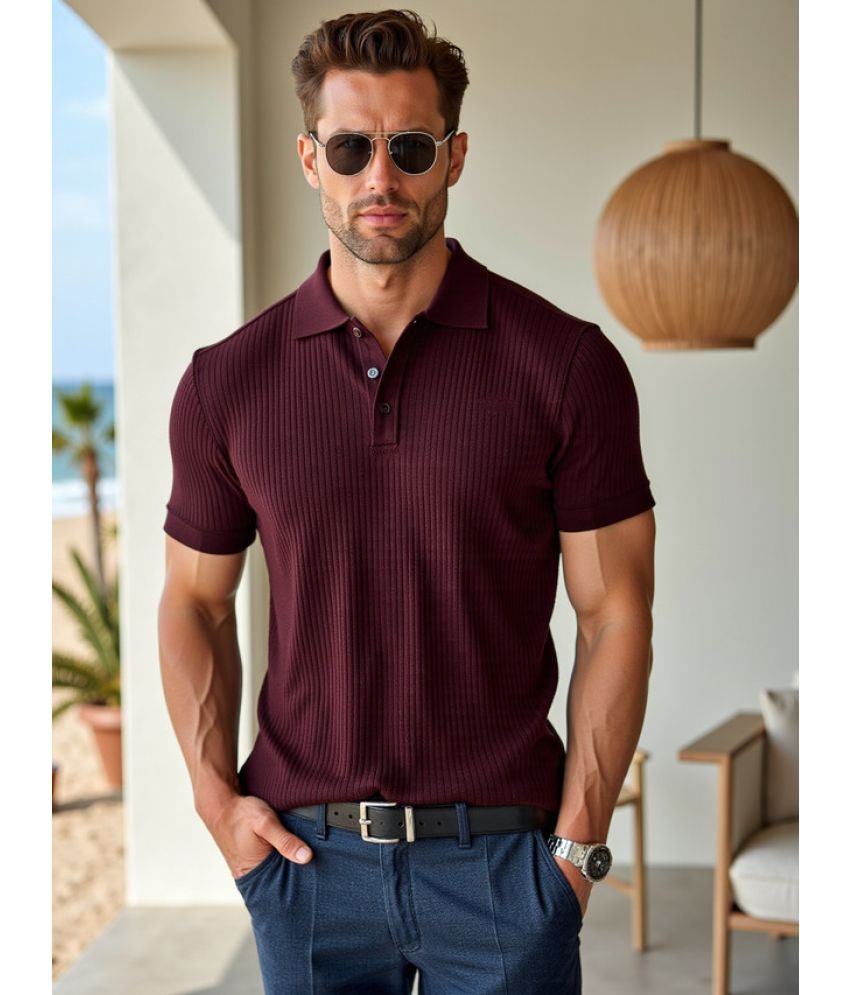     			fashion and youth Pack of 1 Cotton Blend Regular Fit Solid Half Sleeves Men's Polo T Shirt ( Maroon )