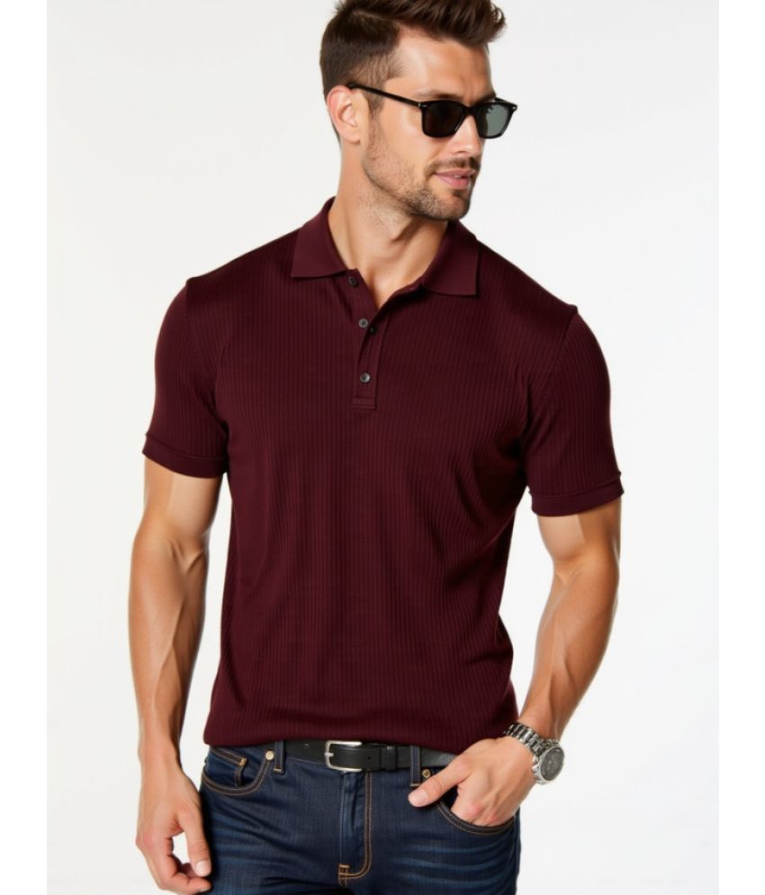     			fashion and youth Pack of 1 Cotton Blend Regular Fit Solid Half Sleeves Men's Polo T Shirt ( Maroon )