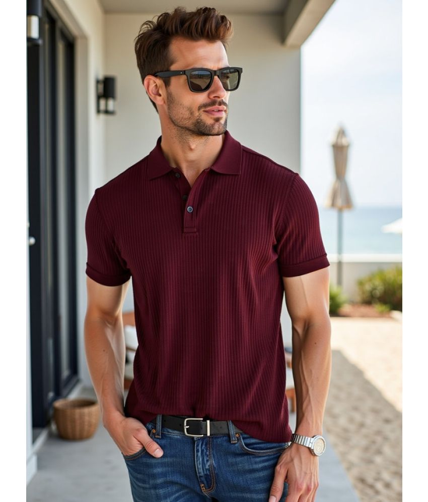     			fashion and youth Pack of 1 Cotton Blend Regular Fit Solid Half Sleeves Men's Polo T Shirt ( Maroon )