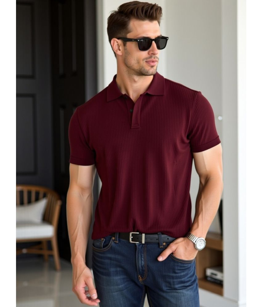     			fashion and youth Pack of 1 Cotton Blend Regular Fit Solid Half Sleeves Men's Polo T Shirt ( Maroon )