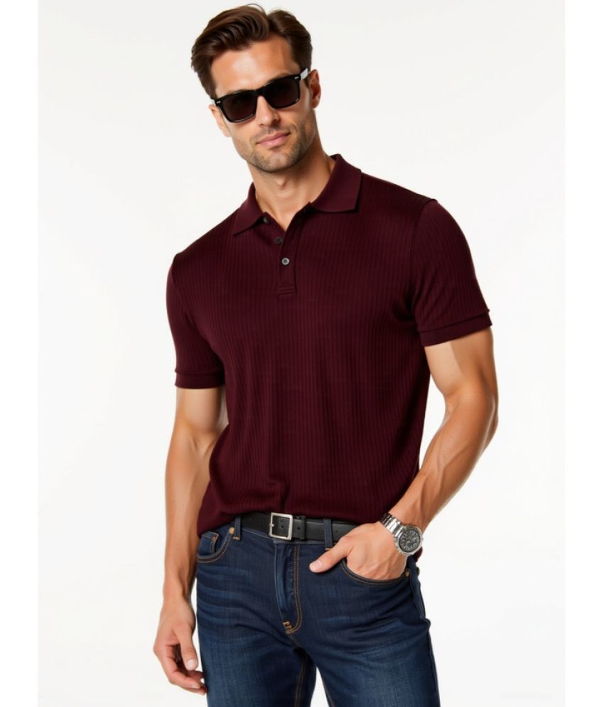     			fashion and youth Pack of 1 Cotton Blend Regular Fit Solid Half Sleeves Men's Polo T Shirt ( Maroon )