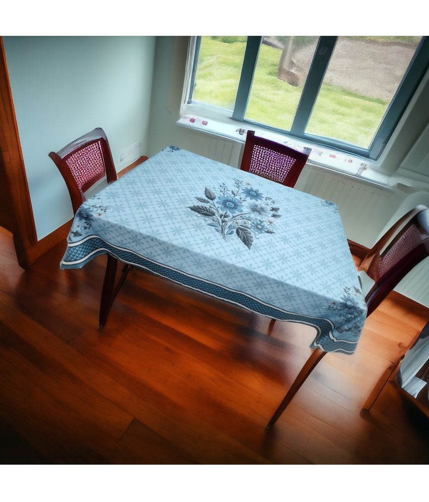     			mopak decor Embroidered Cotton 4 Seater Square Table Cover ( 147 x 97 ) cm Pack of 1 Blue