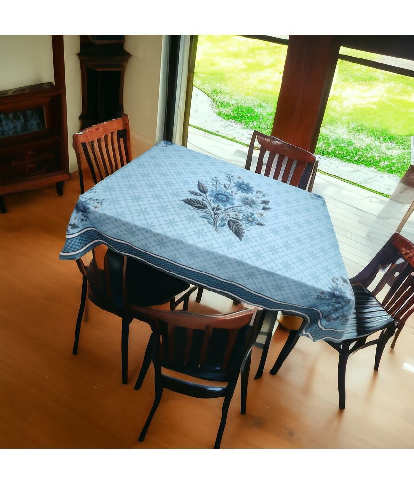     			mopak decor Embroidered Cotton 4 Seater Square Table Cover ( 147 x 97 ) cm Pack of 1 Blue