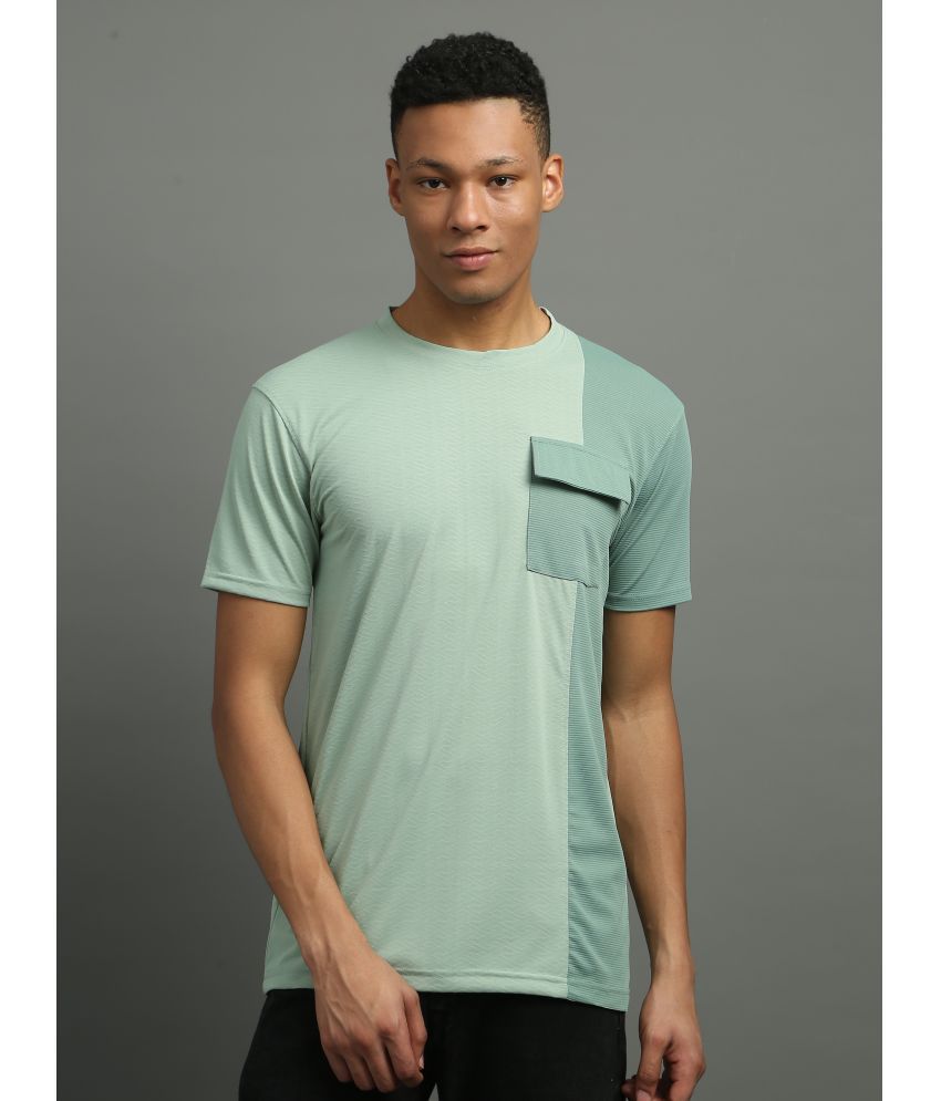     			FROSEN FOX Polyester Regular Fit Colorblock Half Sleeves Men's Round T-Shirt - Light Green ( Pack of 1 )