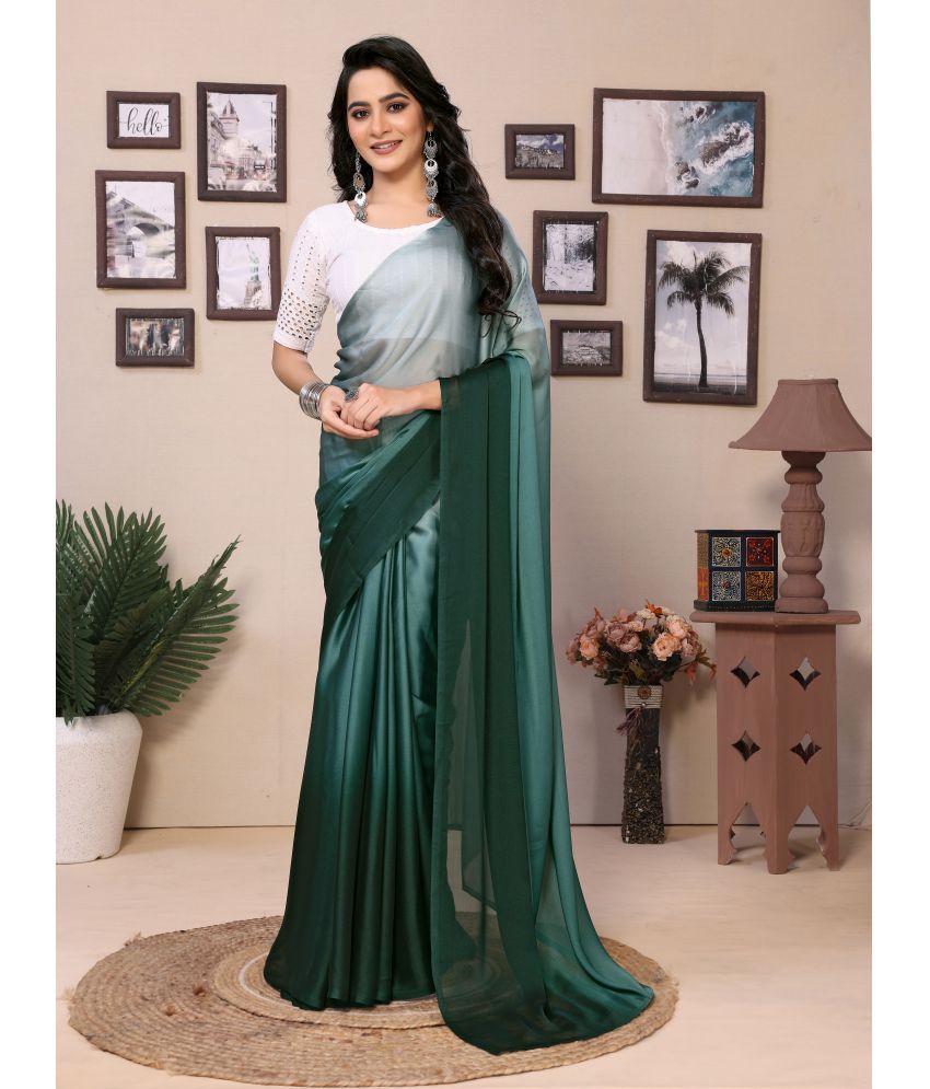     			Rangtulika Ethnics Georgette Solid Saree With Blouse Piece ( Green , Pack of 1 )