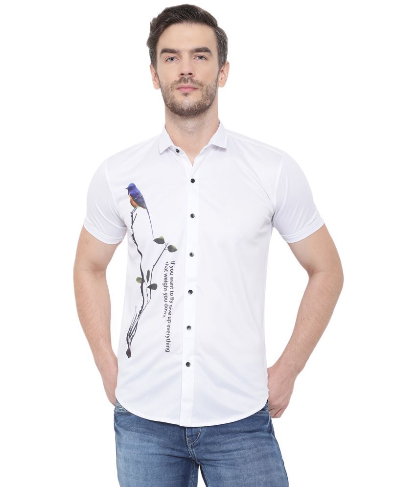     			Bombay Begum Poly Cotton Regular Fit Printed Half Sleeves Men's Casual Shirt - White ( Pack of 1 )