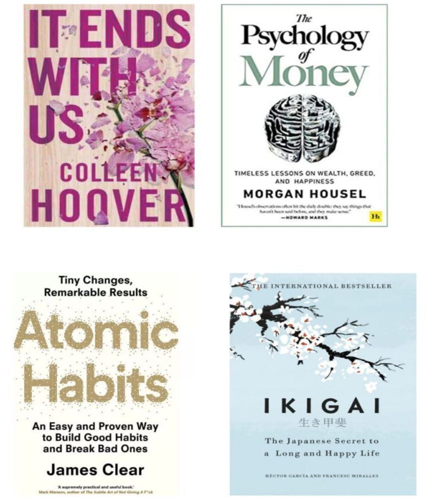     			Combo of 4 books It ends + psychology of money + Atomic habit + Ikigai