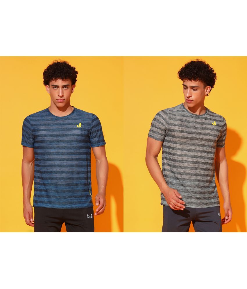     			Glito Polyester Regular Fit Striped Half Sleeves Men's Round T-Shirt - Multicolor11 ( Pack of 2 )