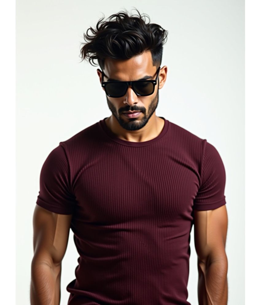     			fashion and youth Cotton Blend Regular Fit Solid Half Sleeves Men's Round T-Shirt - Maroon ( Pack of 1 )