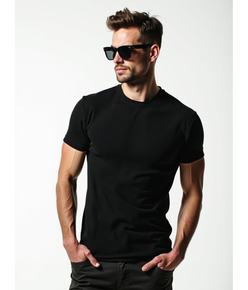     			fashion and youth Cotton Blend Regular Fit Solid Half Sleeves Men's Round T-Shirt - Black ( Pack of 1 )