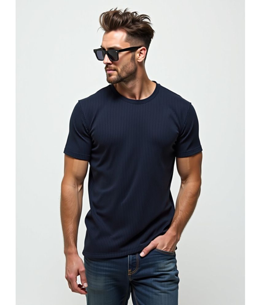     			fashion and youth Cotton Blend Regular Fit Solid Half Sleeves Men's Round T-Shirt - Navy Blue ( Pack of 1 )