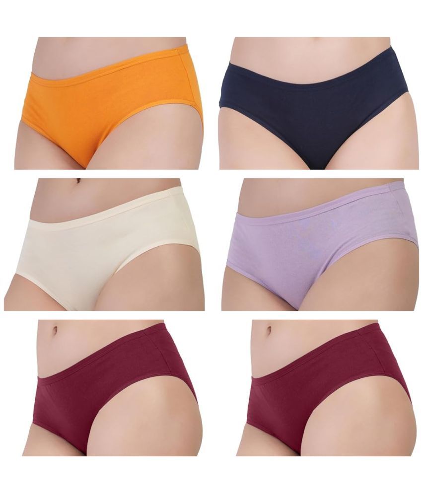     			Bebron Pack of 6 Cotton Lycra Hipster For Women ( Multicolor2 )