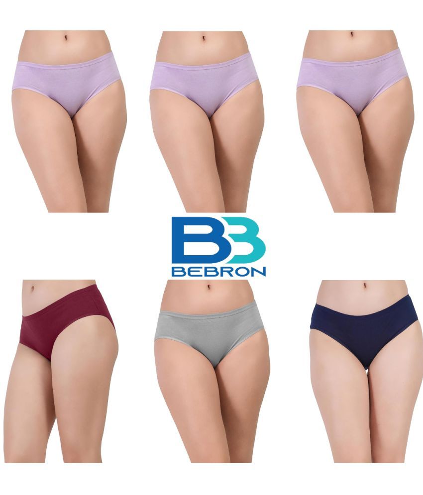     			Bebron Pack of 6 Cotton Lycra Hipster For Women ( Multicolor1 )