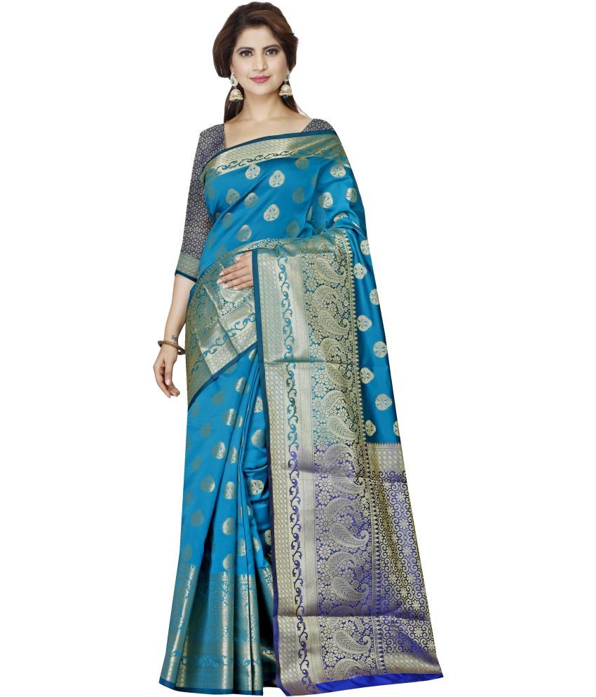     			Indian Fashionista Cotton Blend Printed Saree With Blouse Piece ( Multicolor5 , Pack of 1 )