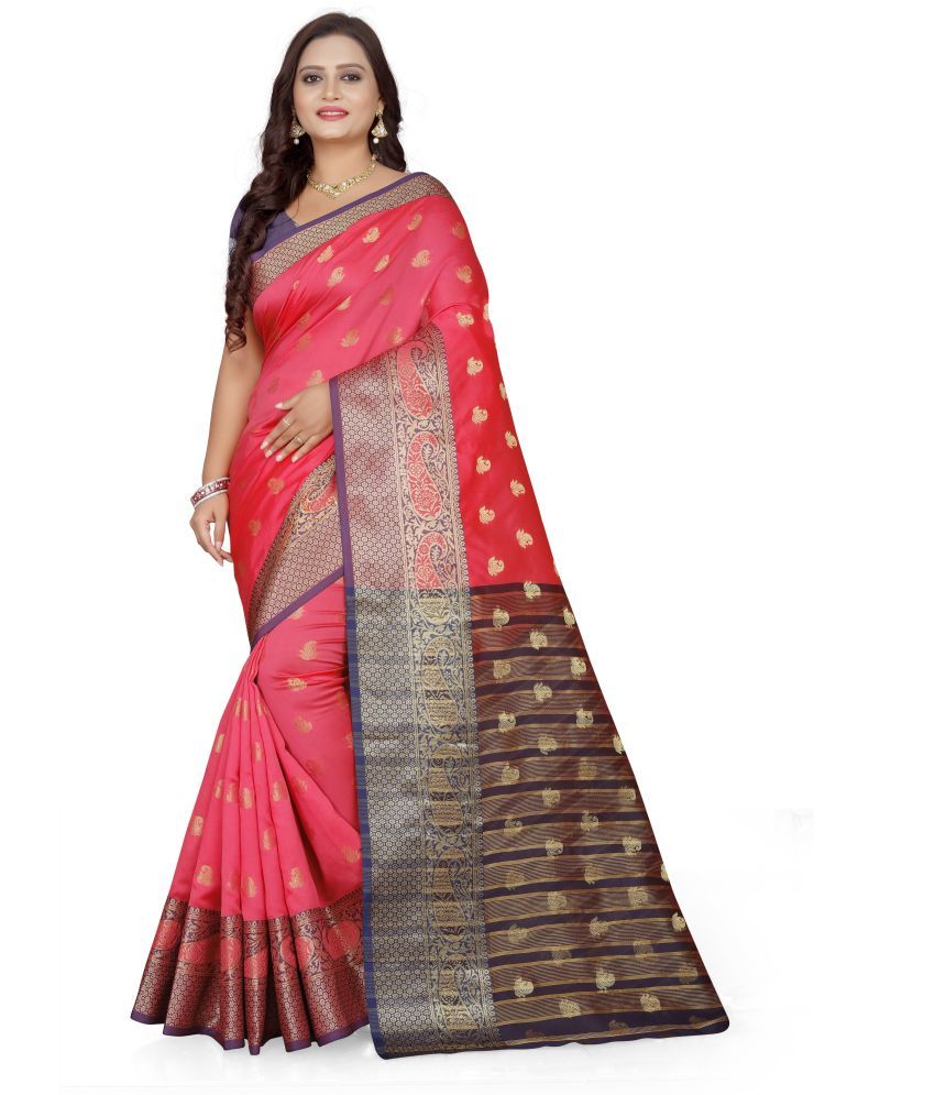     			Indian Fashionista Cotton Silk Printed Saree With Blouse Piece ( Multicolor , Pack of 1 )