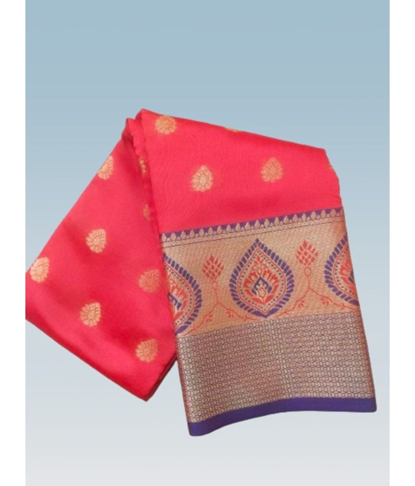     			Indian Fashionista Silk Blend Woven Saree With Blouse Piece ( Red , Pack of 1 )