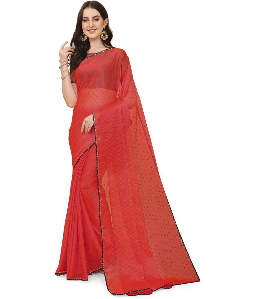     			Indian Fashionista Silk Self Design Saree With Blouse Piece ( Red , Pack of 1 )