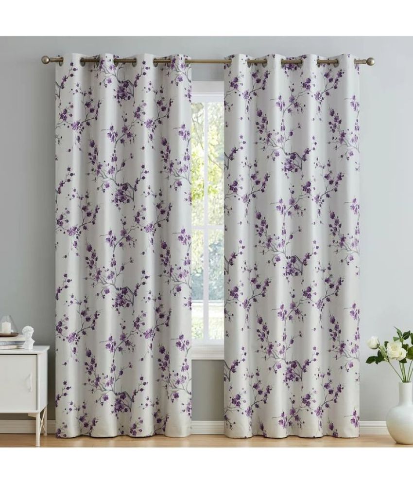     			S23 Graphic Room Darkening Eyelet Curtain 9 ft ( Pack of 1 ) - Purple