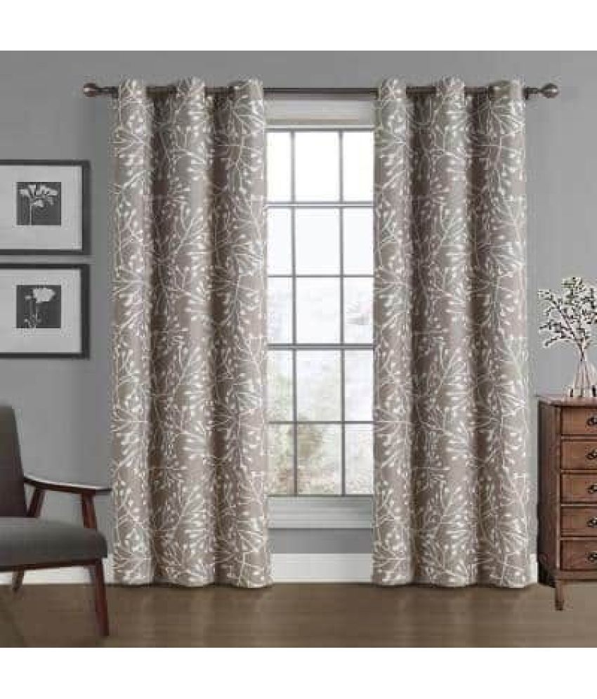     			S23 Graphic Room Darkening Eyelet Curtain 5 ft ( Pack of 1 ) - Brown