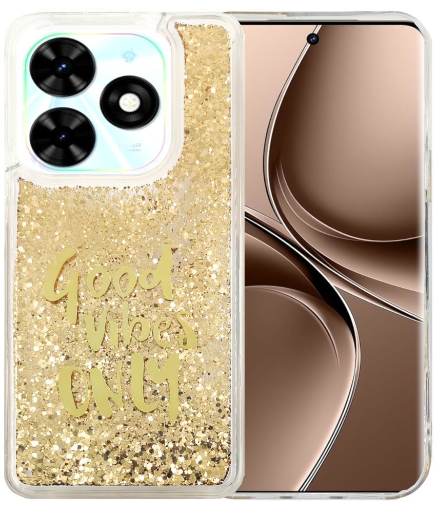     			Shining Stars Gold Printed Back Cover Silicon Compatible For Tecno Pop 8 ( Pack of 1 )