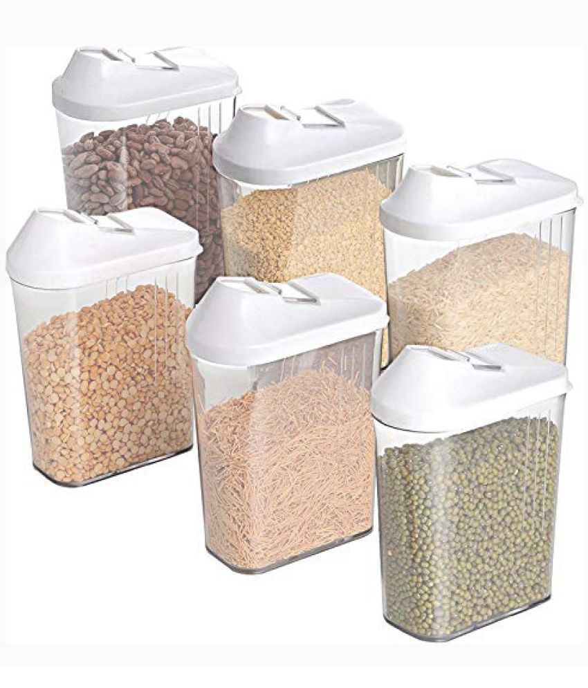     			Swaraa Kitchenware Plastic White Dal Container ( set of 6 )