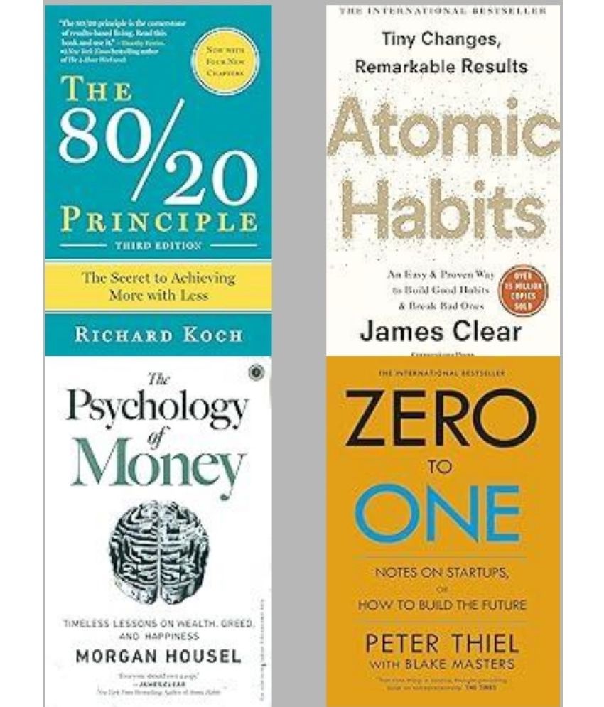     			The 80/20 Principle + Atomic Habits + The Psychology Of Money + Zero To One