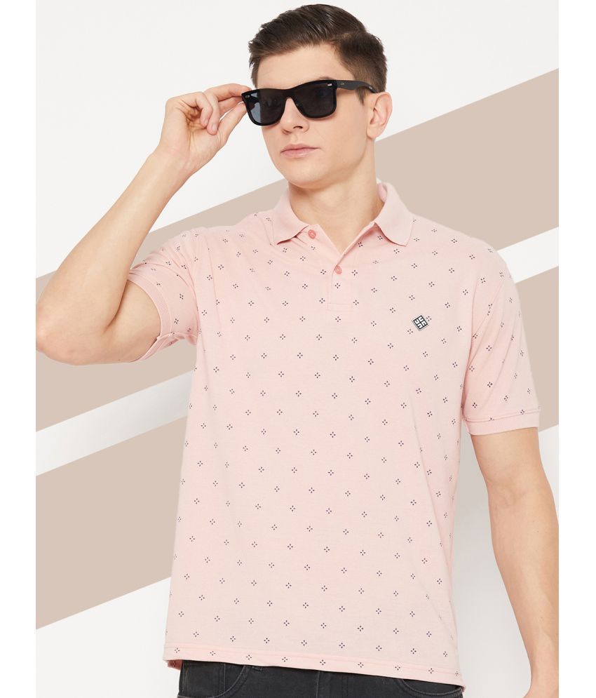     			UBX Pack of 1 Cotton Blend Regular Fit Printed Half Sleeves Men's Polo T Shirt ( Pink )