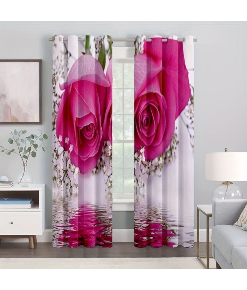     			V21 decod Graphic Room Darkening Eyelet Curtain 7 ft ( Pack of 1 ) - Pink