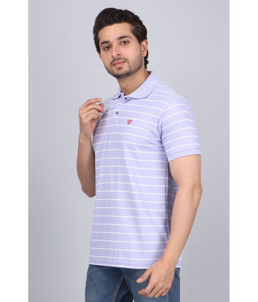     			WILD ELEPHANT Pack of 1 Polyester Regular Fit Striped Half Sleeves Men's Polo T Shirt ( Purple )