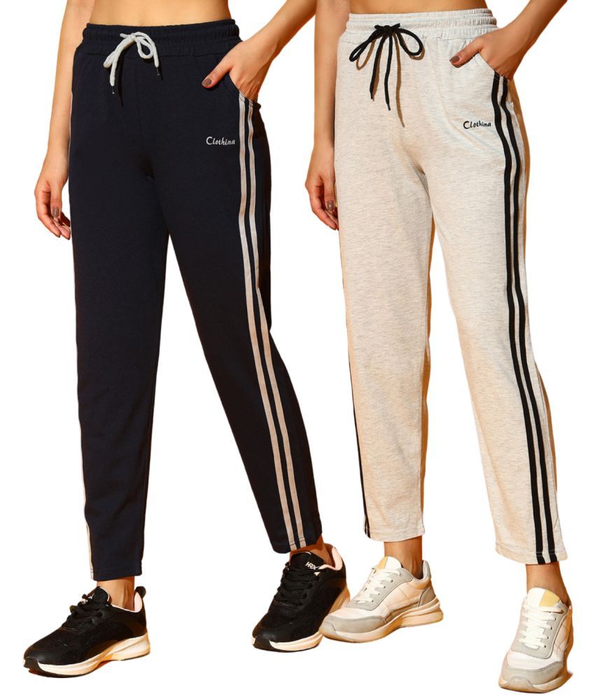     			CLOTHINA Multicolor Cotton Blend Women's Outdoor & Adventure Trackpants ( Pack of 2 )