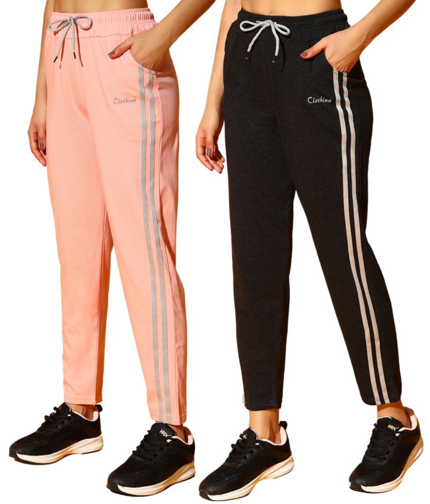     			CLOTHINA Multicolor Cotton Blend Women's Outdoor & Adventure Trackpants ( Pack of 2 )