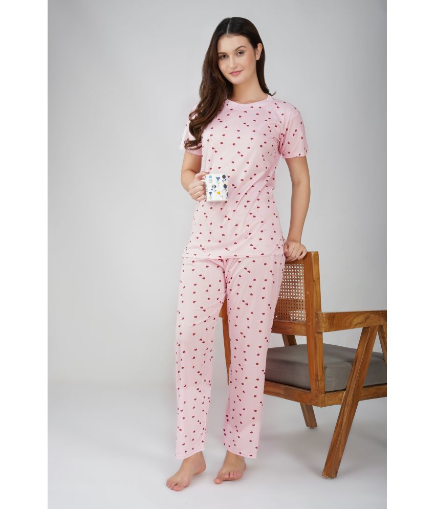     			FANCY WEAR Pink Hosiery Women's Nightwear Nightsuit Sets ( Pack of 1 )