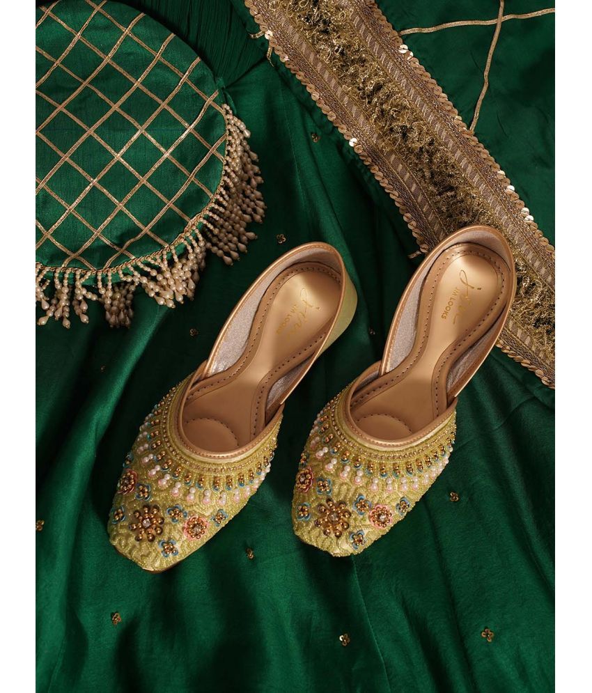     			JM Looks Olive Women's Ethnic Ballerinas