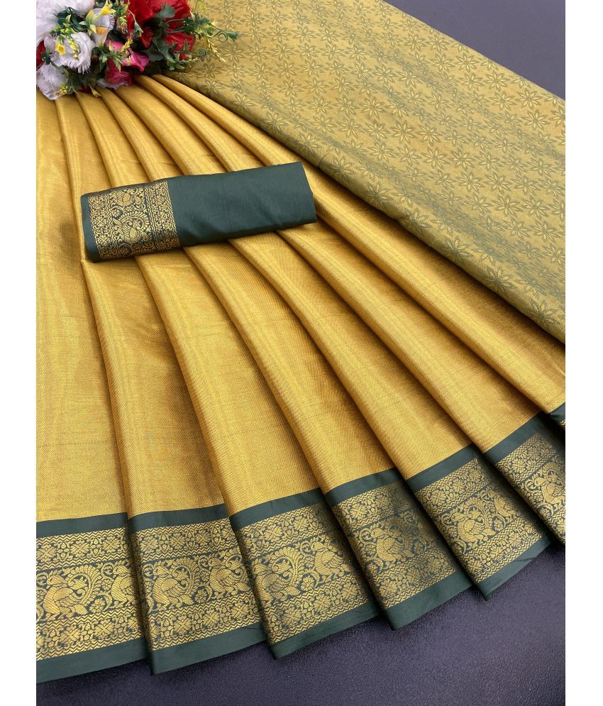     			KV Fashion Banarasi Silk Woven Saree With Blouse Piece ( Mustard , Pack of 1 )