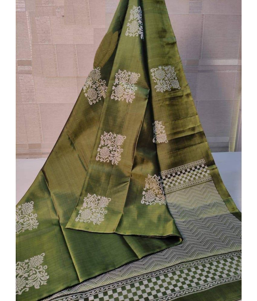     			KV Fashion Silk Blend Embellished Saree With Blouse Piece ( Green , Pack of 1 )