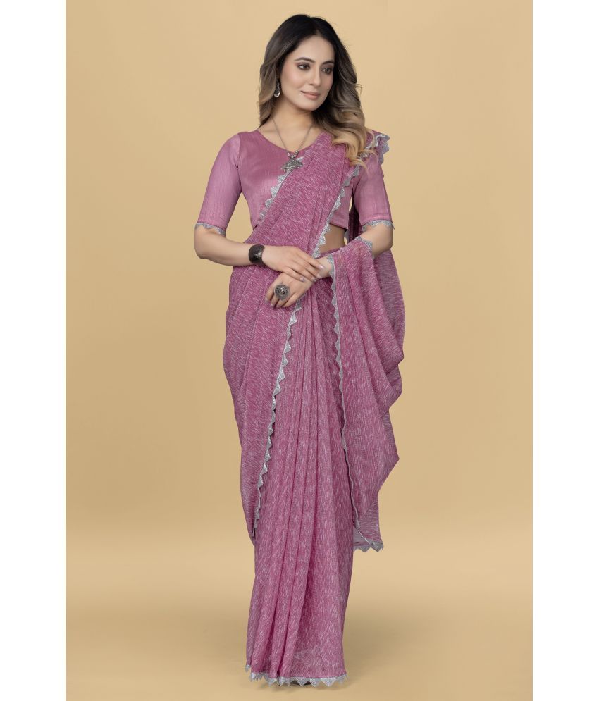     			Lady Shopi Lycra Embellished Saree With Blouse Piece ( Rose Gold , Pack of 1 )