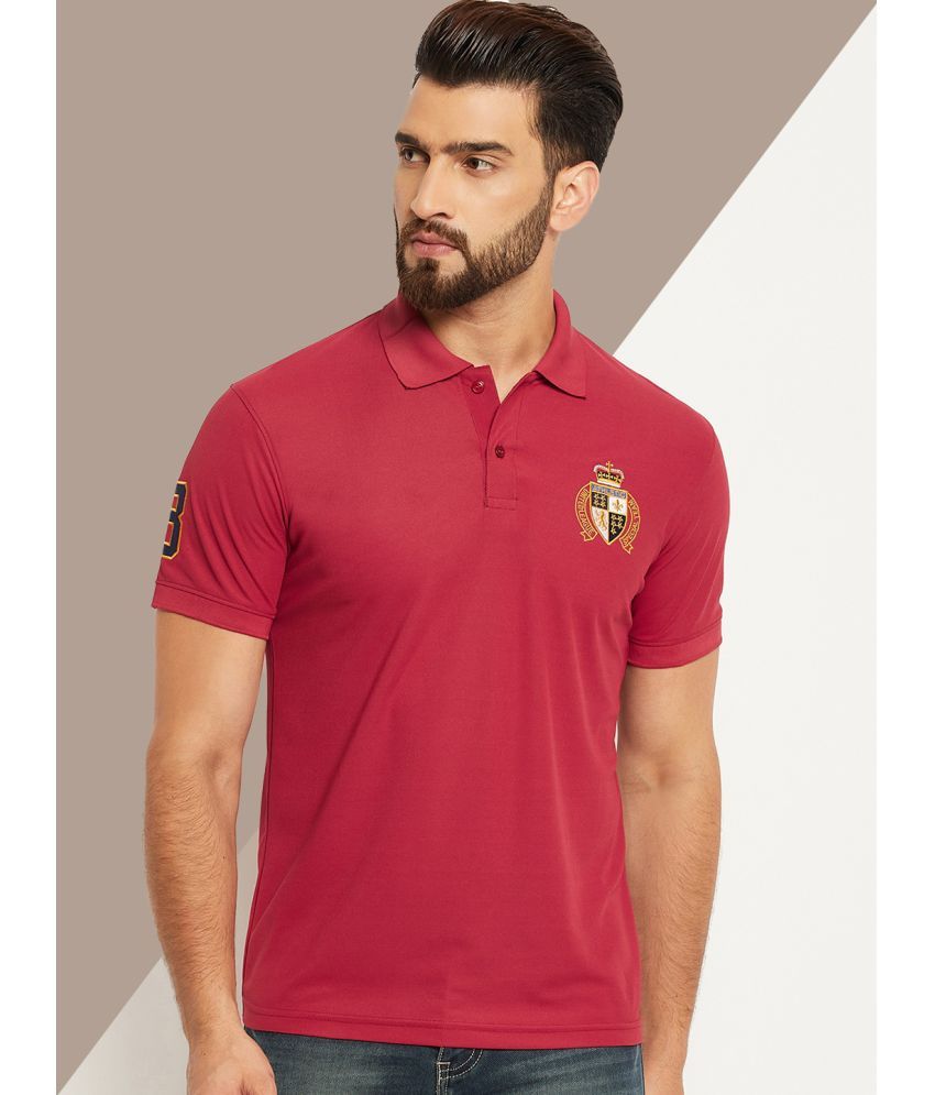     			OGEN Pack of 1 Cotton Blend Regular Fit Solid Half Sleeves Men's Polo T Shirt ( Maroon )