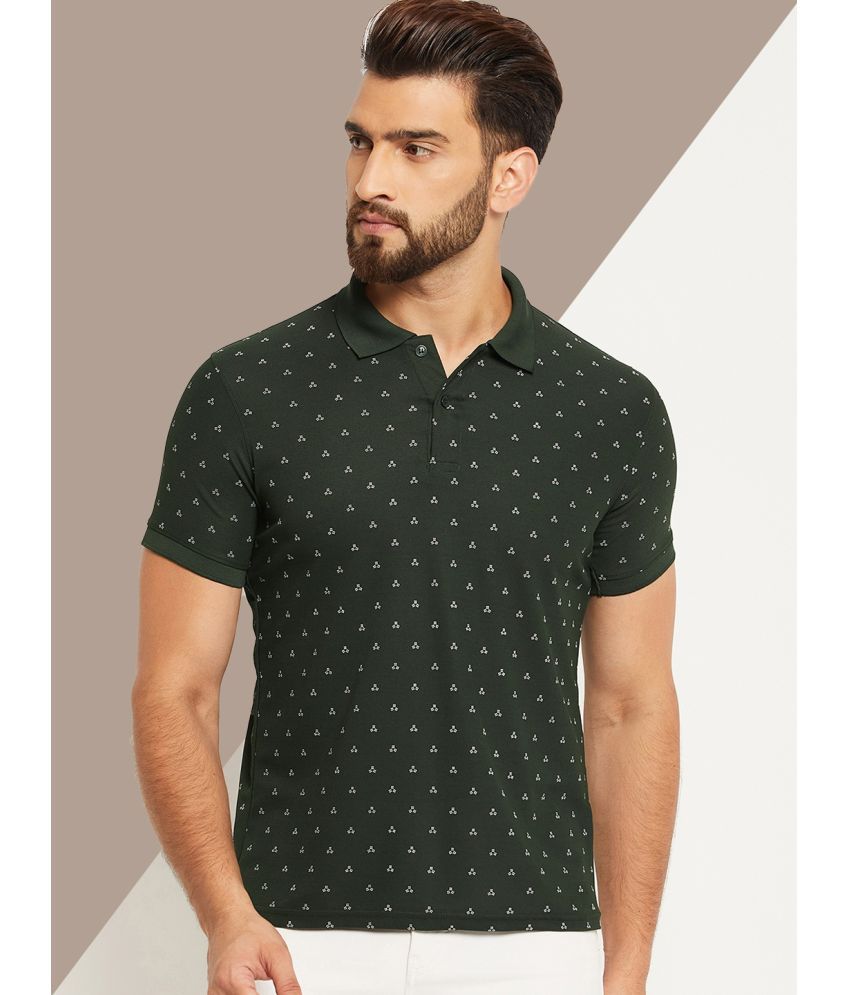     			OGEN Pack of 1 Cotton Blend Regular Fit Printed Half Sleeves Men's Polo T Shirt ( Olive Green )