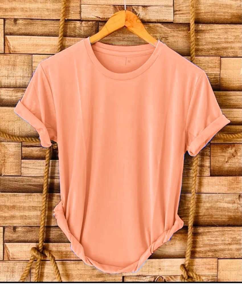     			nikline Polyester Regular Fit Solid Half Sleeves Men's Round T-Shirt - Peach ( Pack of 1 )