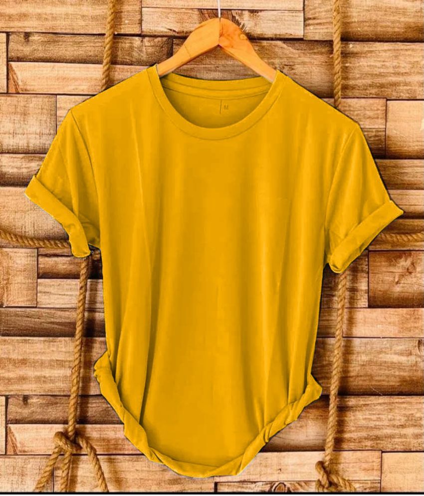     			nikline Polyester Regular Fit Solid Half Sleeves Men's Round T-Shirt - Yellow ( Pack of 1 )