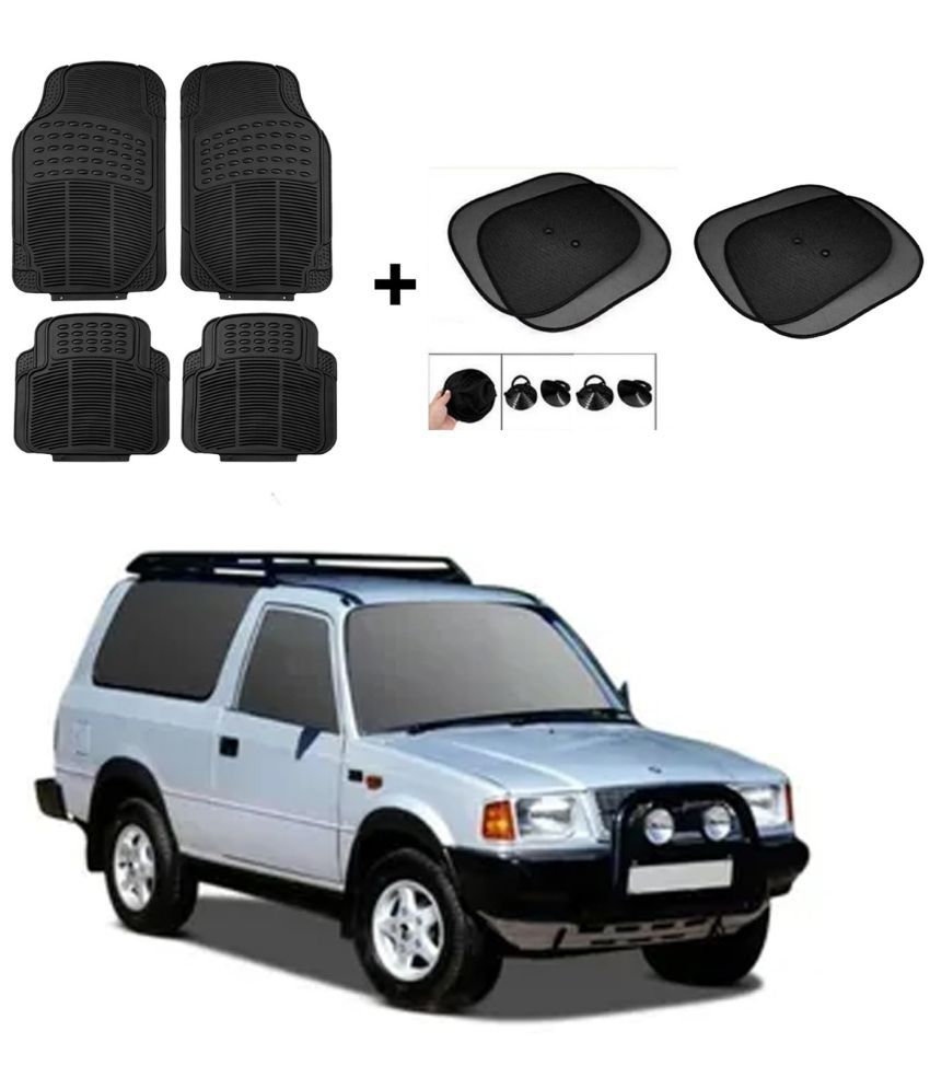     			ARLOOK Car Rubber Foot Mat (Set Of 4) + Sunshades (Set Of 4) For Tata Sierra  (All Models)