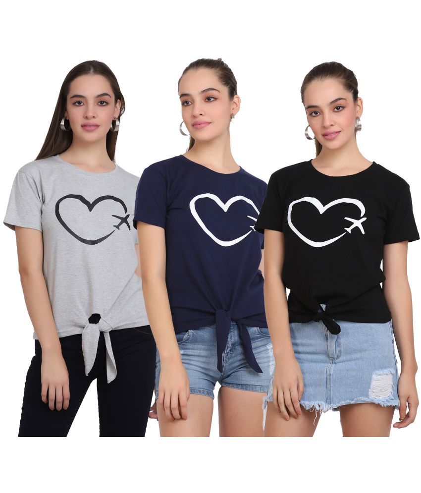     			CLOTHINA Pack of 3 Cotton Blend Women's T-Shirt ( Multicolor )