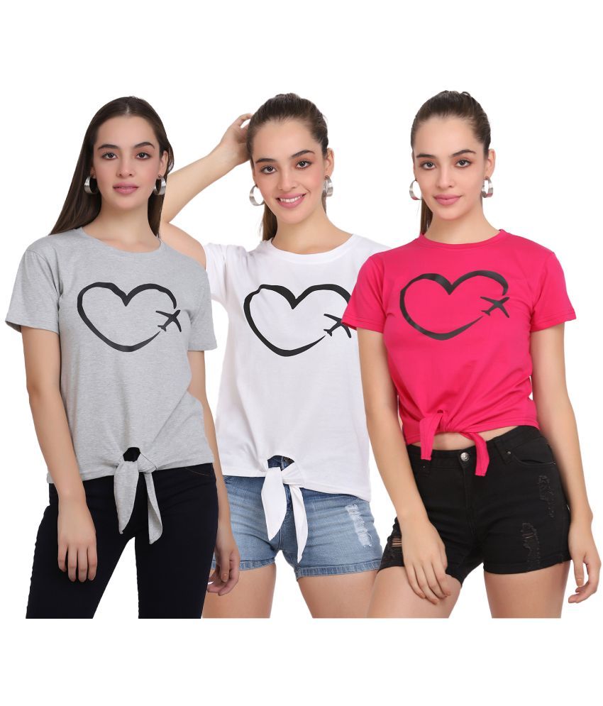     			CLOTHINA Pack of 3 Cotton Blend Women's T-Shirt ( Multicolor )