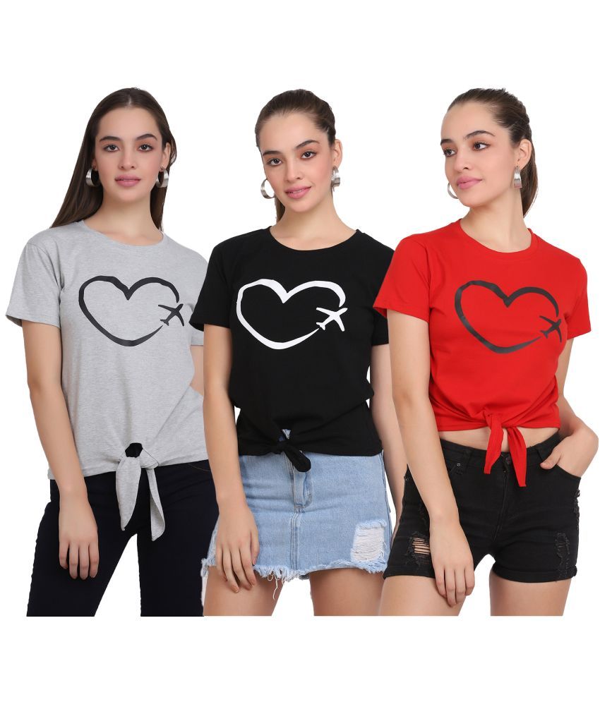     			CLOTHINA Pack of 3 Cotton Blend Women's T-Shirt ( Multicolor )